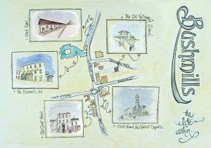 Illustration 'Bushmills Map/Audio Trail' by Gráinne Knox at Inspired by Astrid
