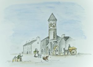 Illustration 'The Clock Tower & Market Square' by Gráinne Knox at Inspired by Astrid